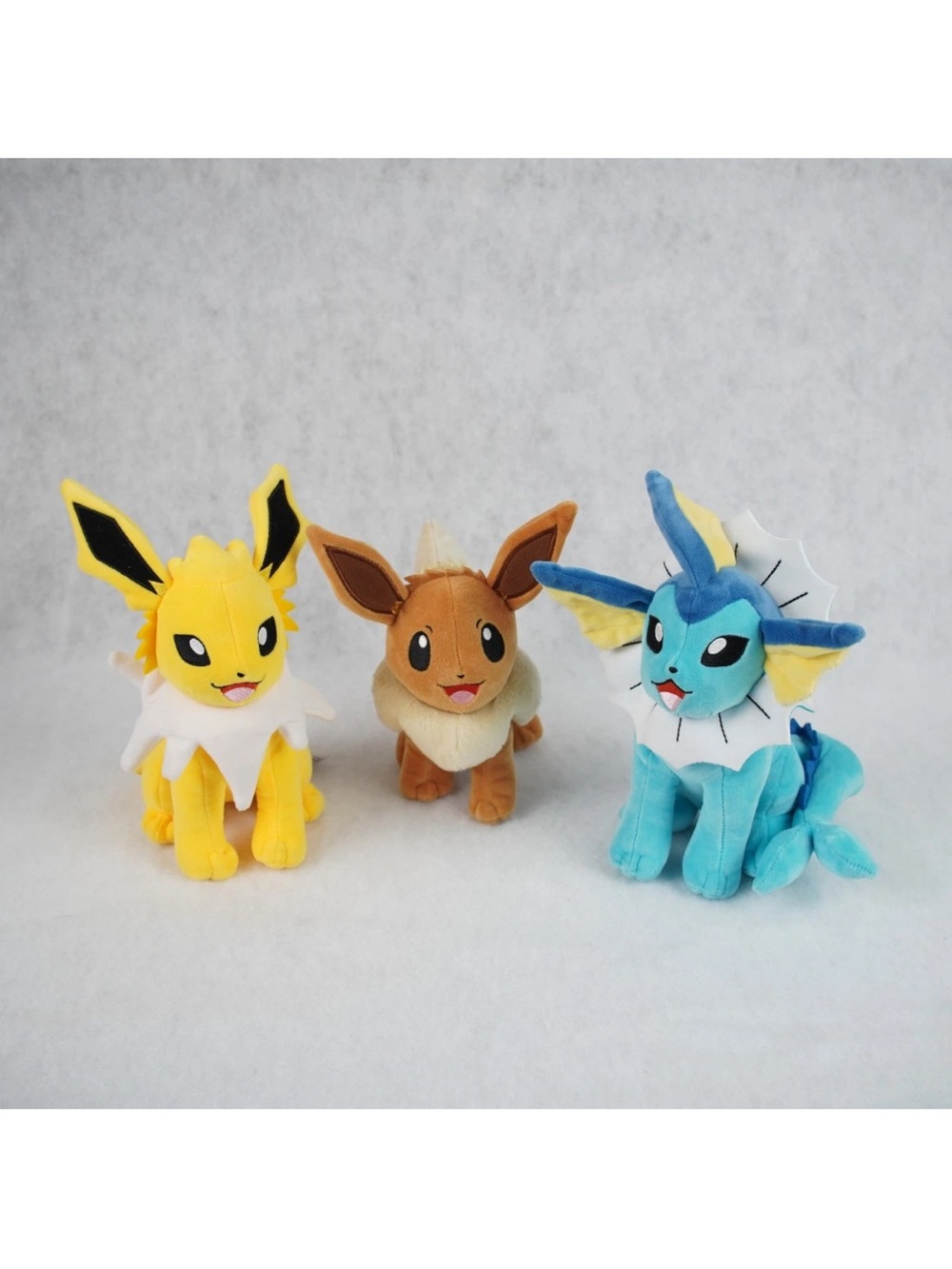 Pokemon 3 Pack Plush Collection Set Vaporeon + Eevee + Jolteon About 9" Tall